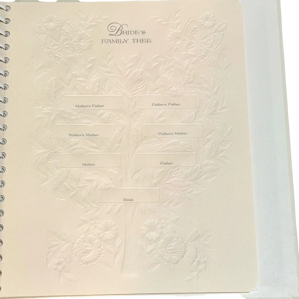 Hallmark Wedding Memory Book Cream Faux Leather Silver Embossed Vintage Unused
